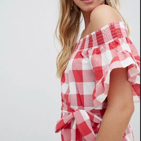 ASOS off shoulder frill detail dress in gi… - Picture 4 of 8